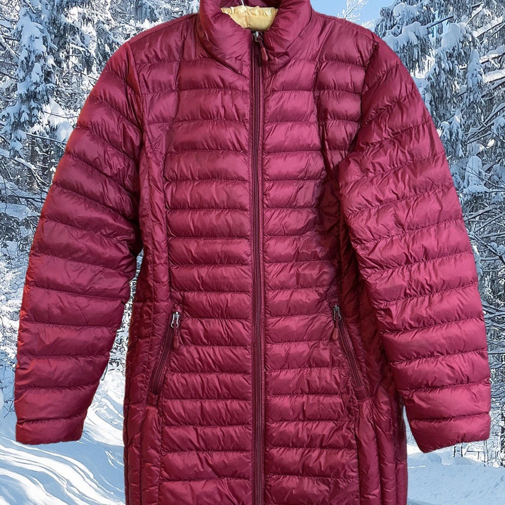 32 Degrees Red Puffer Jacket Long Quilted Design
